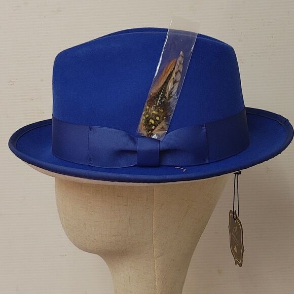 MEN'S MONTIQUE 2 1/4" BRIM 100% WOOL FELT WHITE BOTTOM FEDORA HAT. H79 - Picture 2 of 9